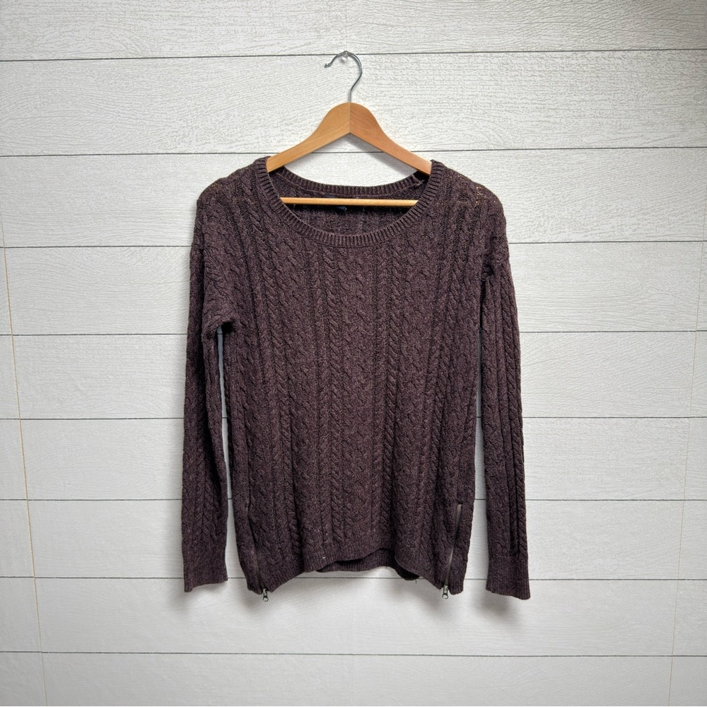 American Eagle Outfitters Plum Cable Knit Sweater - Medium
